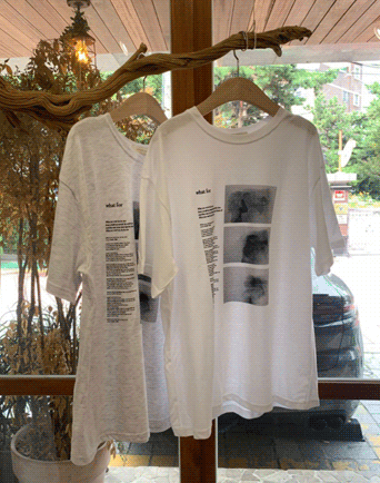 [SALE] 여름 라운드 티셔츠 흑백 무드 프린팅 박스 티셔츠